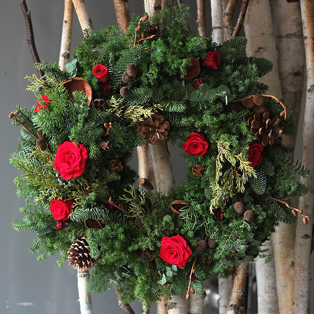 クリスマスリース｜ローズ｜直径350mm｜18,000円｜W1529028