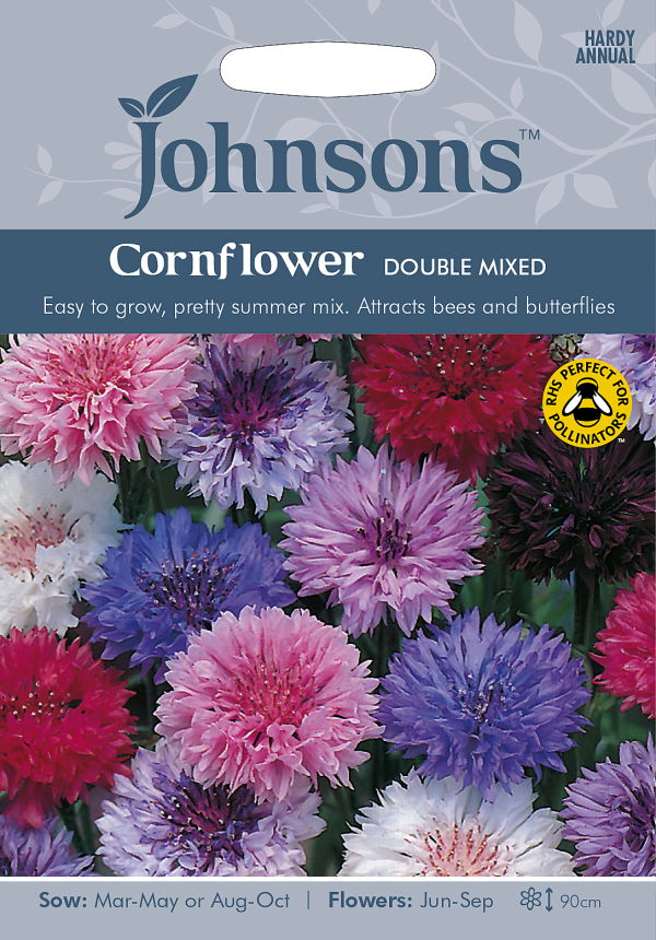 輸入種子】 Johnsons Seeds Cornflower Double Mixed コーンフラワー