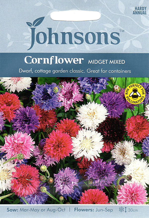輸入種子】 Johnsons Seeds Cornflower Midget Mixed コーンフラワー