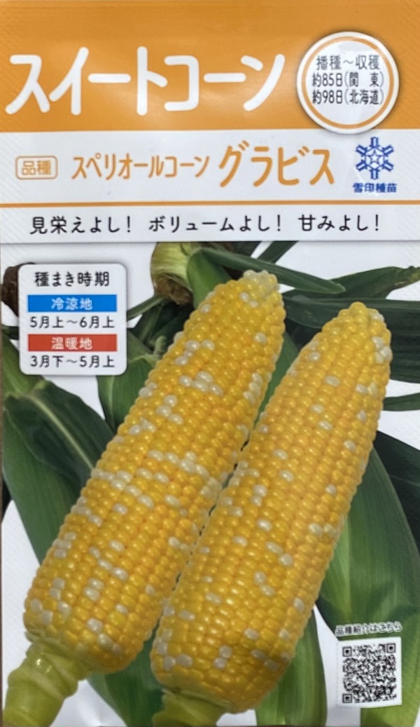 野菜種子 スイートコーン スペリオールコーン グラビス 雪印種苗のタネ