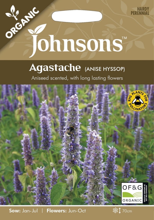 【輸入種子】 Johnsons Seeds Organic Agastache (Anise Hyssop) オーガニック アガスターシェ（アニスヒソップ） ジョンソンズシード