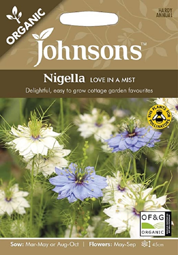 輸入種子 Johnsons Seeds Organic Nigella Love In A Mist オーガニック ニゲラ ラブ イン ア ミスト