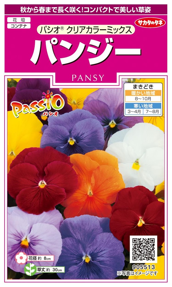 花種子 パンジー パシオ クリアカラーミックス サカタのタネ