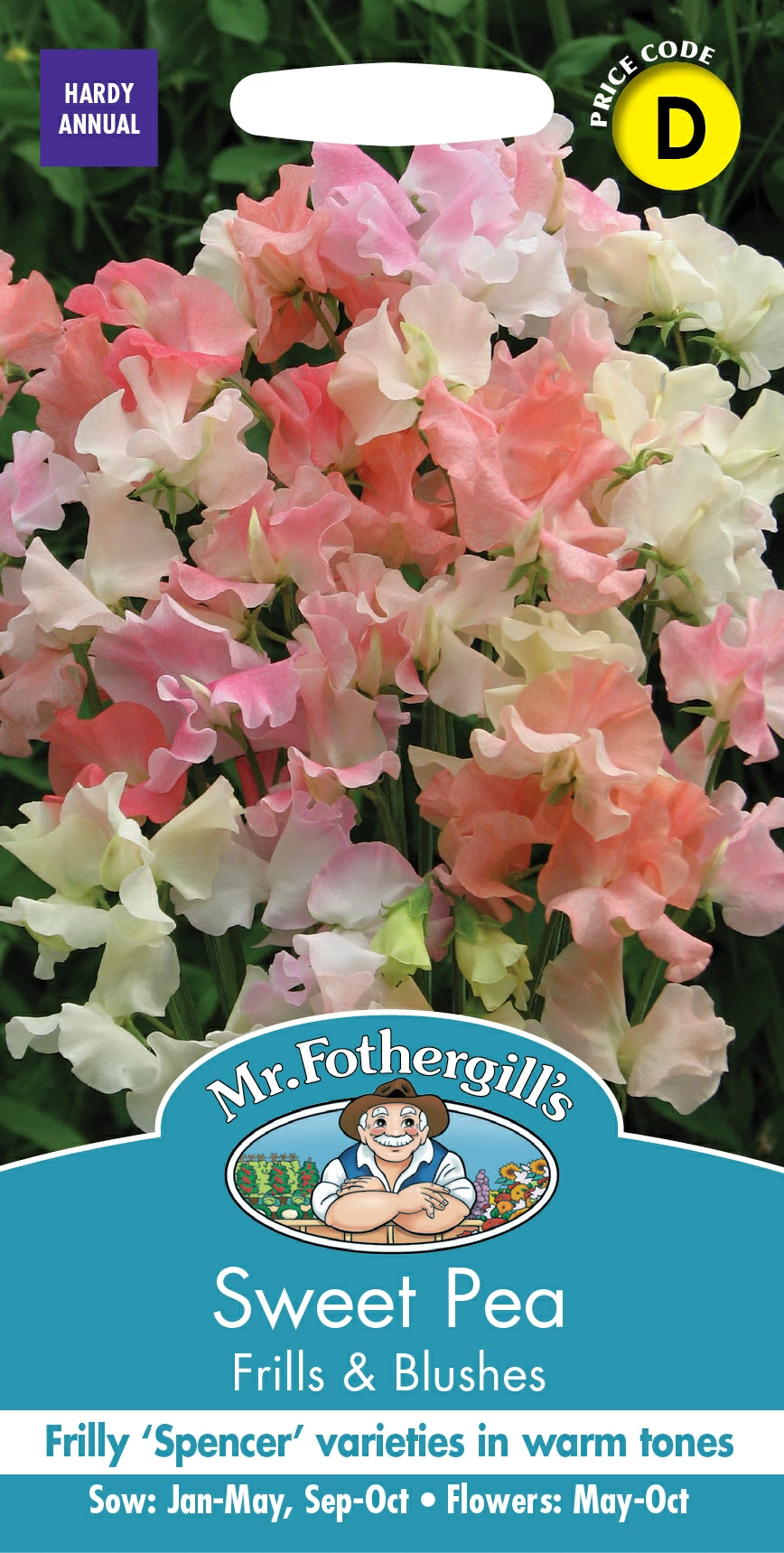 【種子】Mr.Fothergill's Seeds Sweet Pea Frills & Blushes スイート・ピー・フリルス＆ブラシュイズ ミスター・フォザーギルズシード