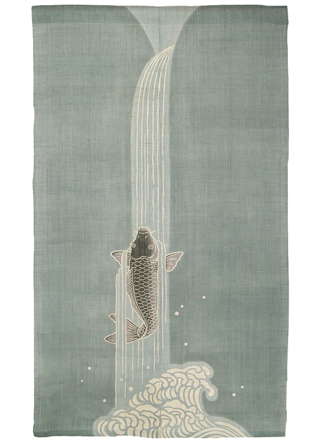 手染め麻のれん 鯉の滝登り 京都洛柿庵オンラインショップ