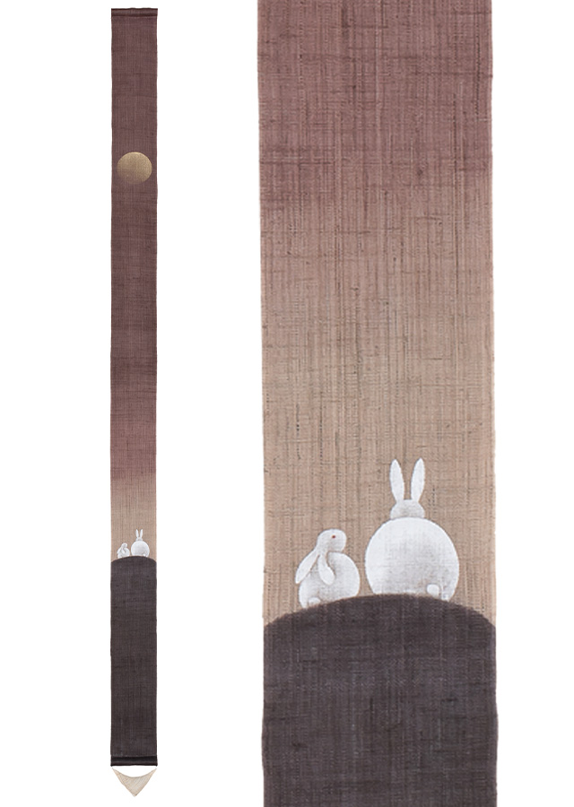 新品・未使用  ※京都洛柿庵  細タペストリー・『うさぎの宝袋』 ※ 手染め麻細タペストリー「うさぎの宝袋」 [京都洛柿庵オンラインショップ]