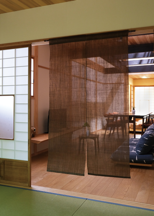 無地麻のれん「柿渋」