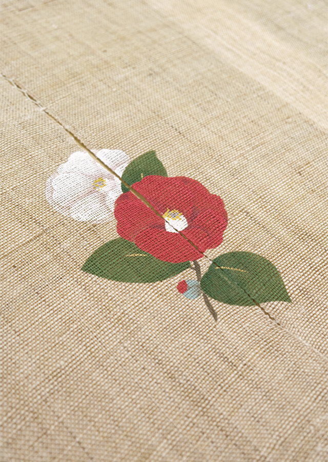 手染め麻のれん「つばき」 [京都洛柿庵オンラインショップ]