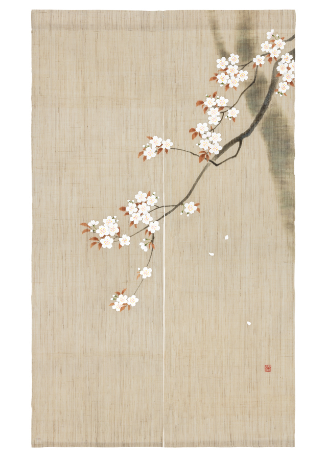 手描き麻暖簾【瓢箪】手染め　麻のれん　巾81×175cm　一点物　アンティーク imgrc0091204765.jpg