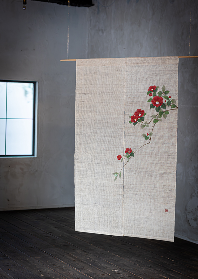 手描きのれん「藪椿」