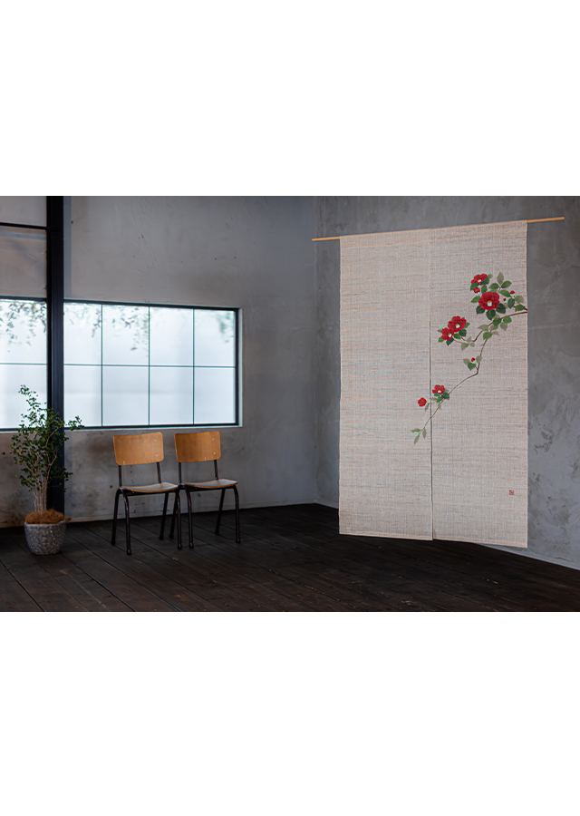 手描きのれん「藪椿」