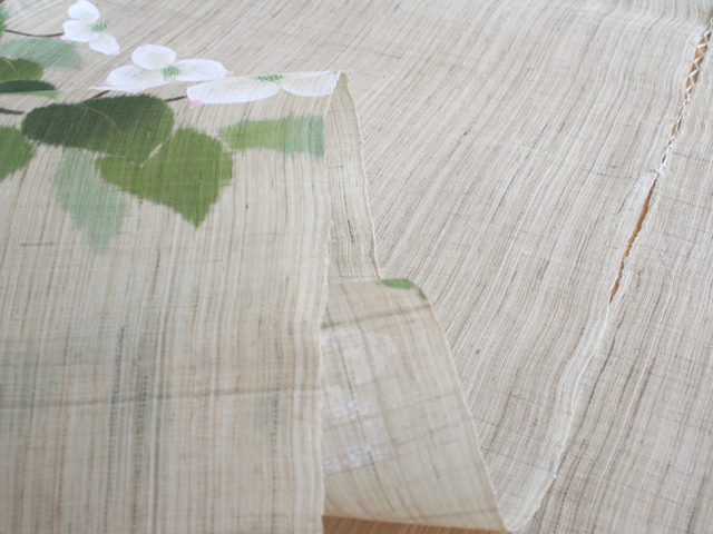 【新品】　作家作品　のれん　「涼」　うぐいす色 手描きのれん「山法師」 [京都洛柿庵オンラインショップ]