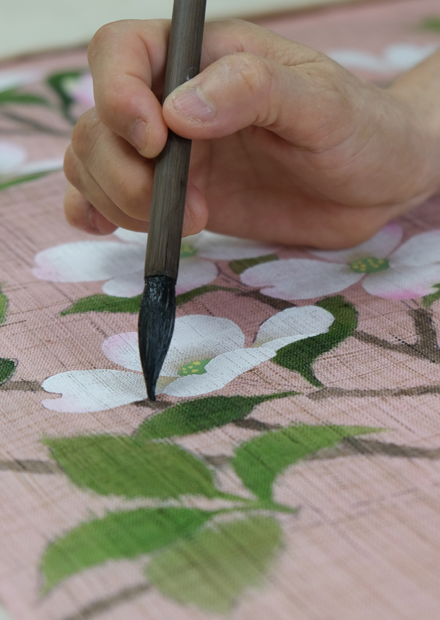 手染め麻のれん「はなみずき」 [京都洛柿庵オンラインショップ]