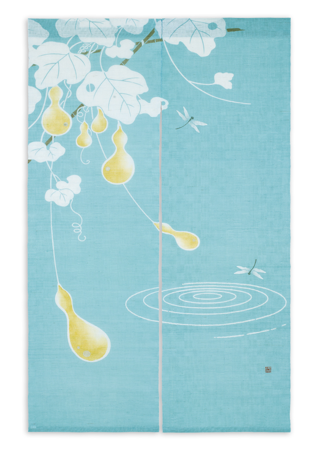 麻のれん「渦巻きとんぼに六瓢単」 [京都洛柿庵オンラインショップ]