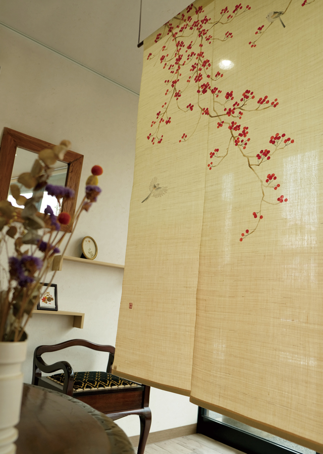 手描きのれん「うめもどき」