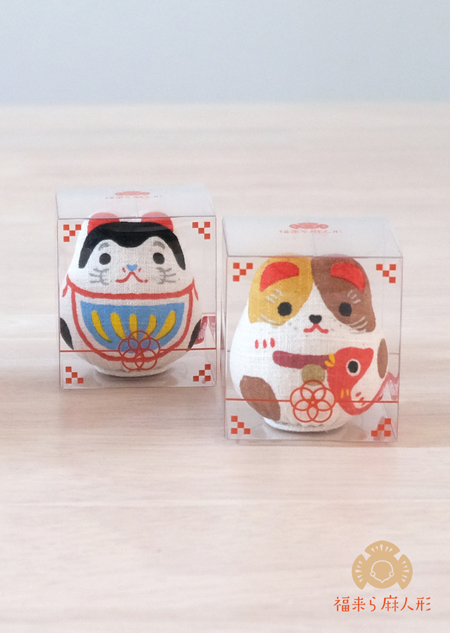 福来ら麻人形「鯛持ち福猫 SS」福来ら麻人形「狛犬 SS」