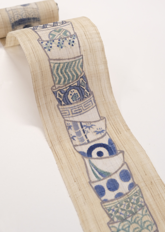 手染め麻細タペストリー「蕎麦猪口重ね」 [京都洛柿庵オンラインショップ]