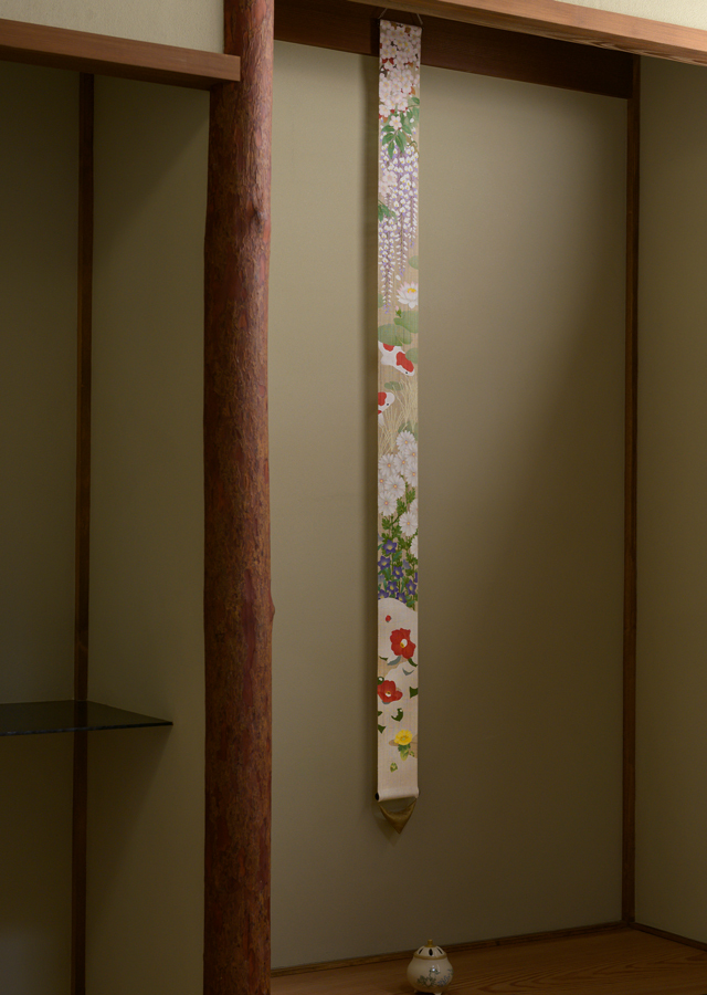 細タペ 手描き友禅「花見遊山」