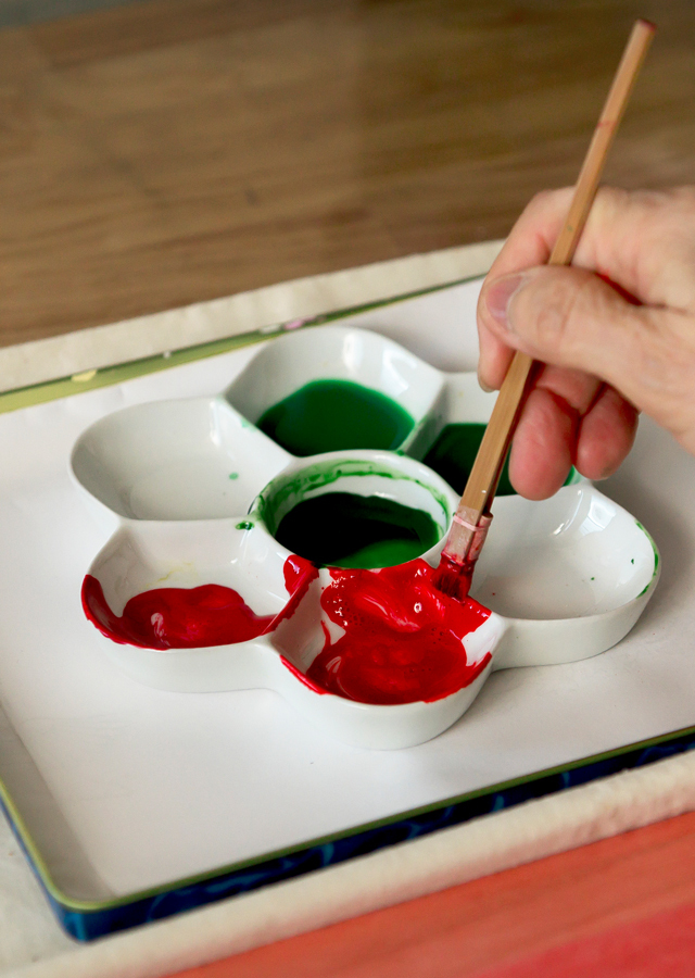 細タペ 手描き友禅「花見遊山」