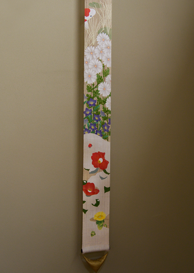 細タペ 手描き友禅「花見遊山」