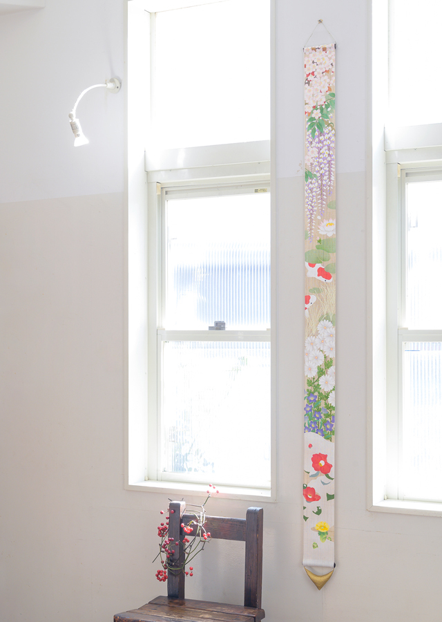 細タペ 手描き友禅「花見遊山」