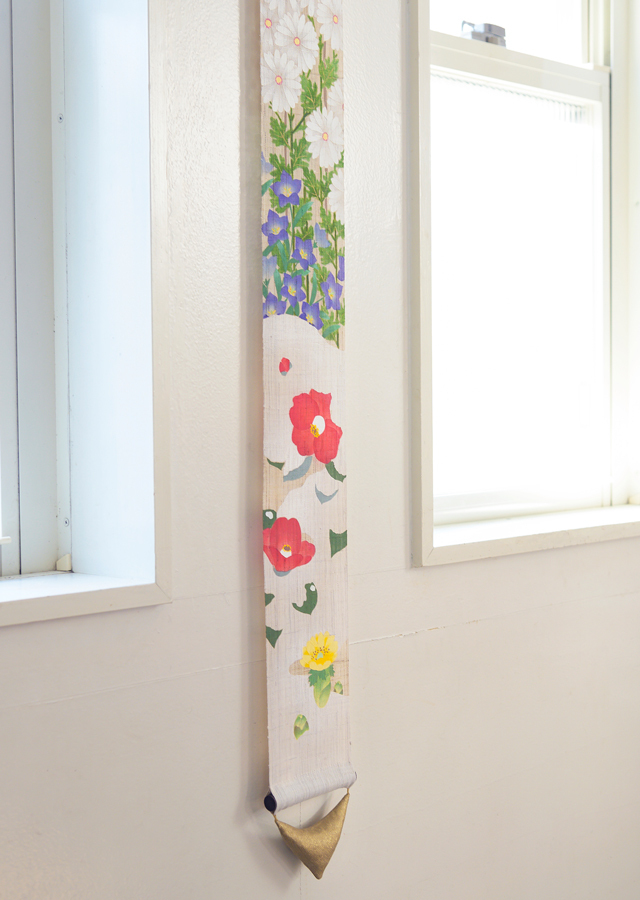 細タペ 手描き友禅「花見遊山」