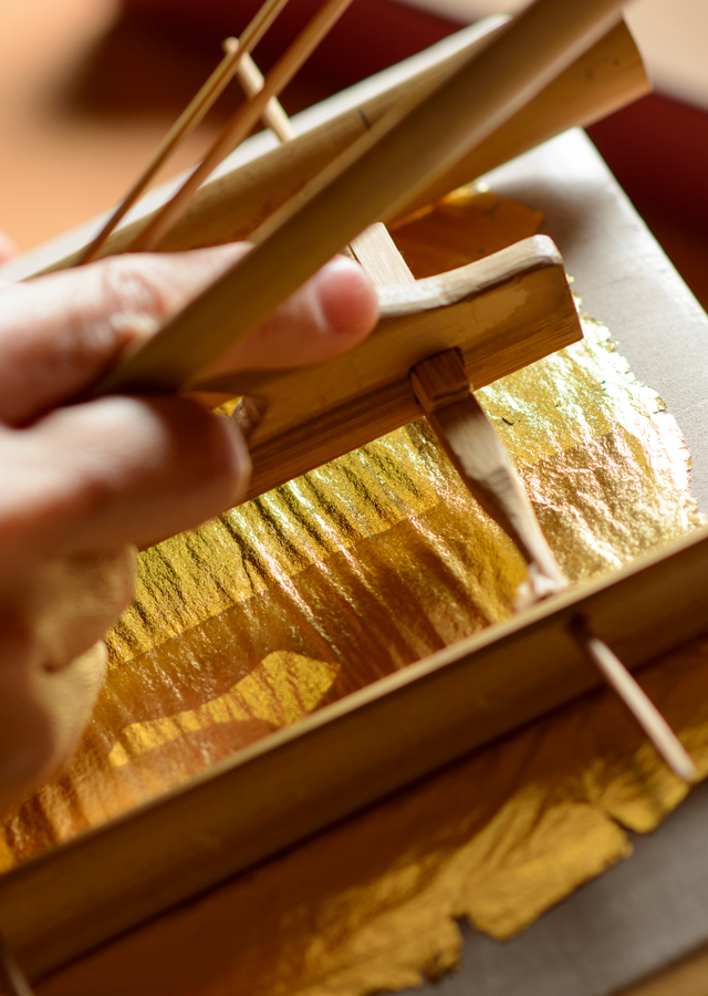 手染め麻細タペ本金箔「六金瓢」 [京都洛柿庵オンラインショップ]