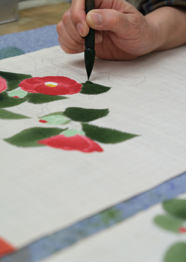 手描きタペストリー「掛け軸椿」