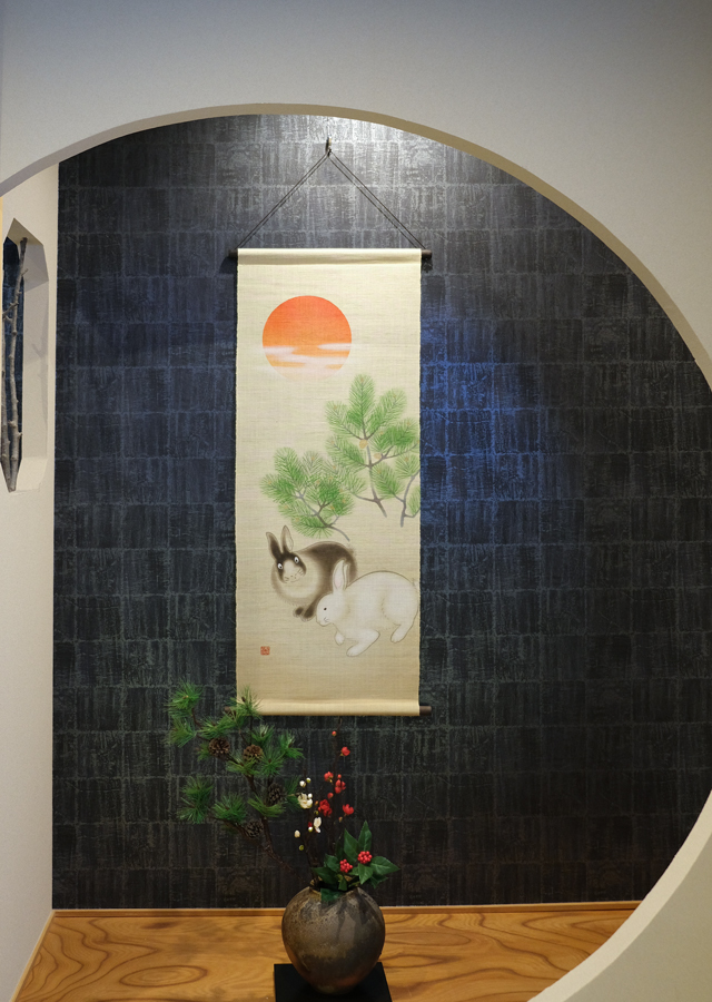 迎春タペストリー「日の出うさぎ」