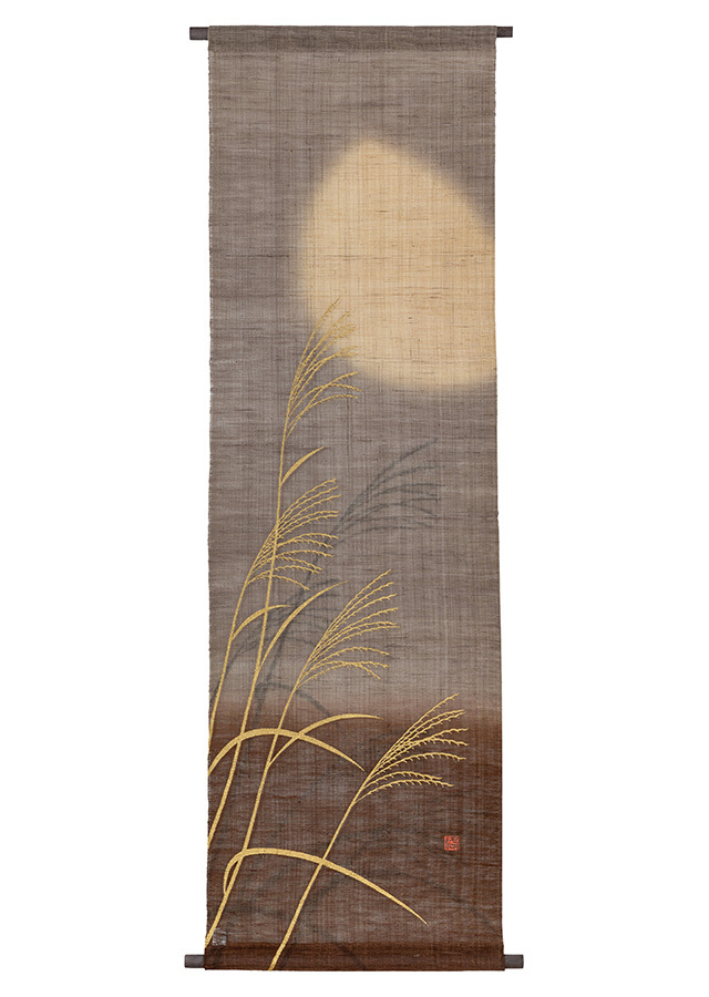 彩色タペストリー　立待ちの月　墨色