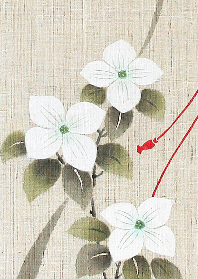 手描きタペストリー「瓢箪に山法師」