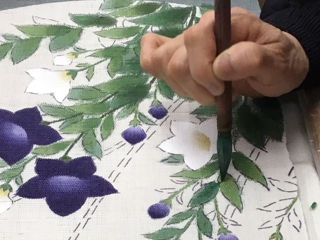 桔梗ページ 手染め麻タペストリー「桔梗」 [京都洛柿庵オンラインショップ]