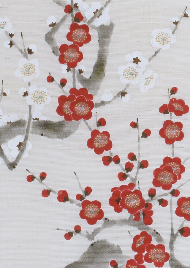 手描きタペストリー「紅梅白梅」