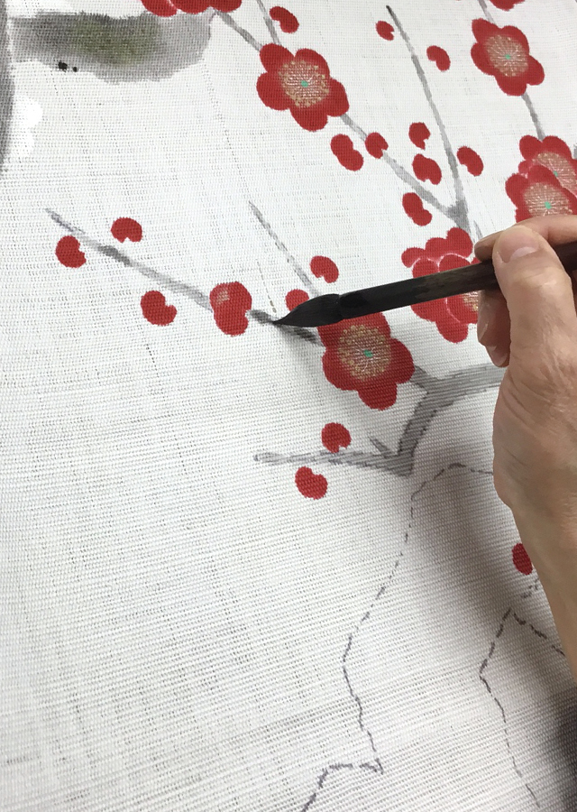 手描きタペストリー「紅梅白梅」