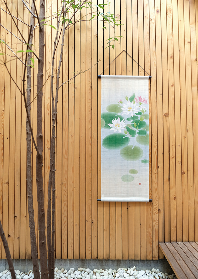 麻　タペストリー　手描き 楽天市場】麻タペストリー 本麻 さんざる 棒付き 手描き 手織り