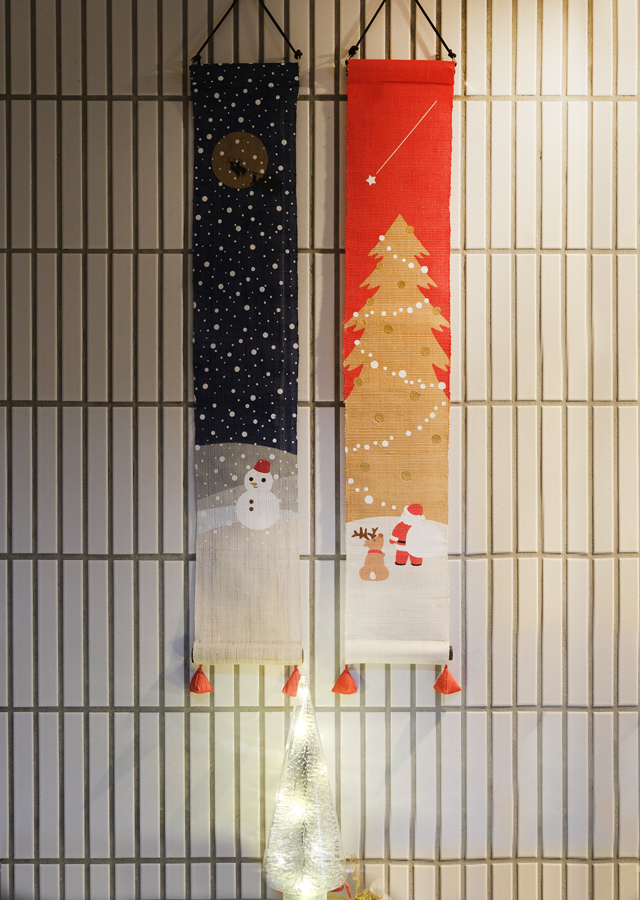 豆タペストリー「願いごと」「スノークリスマス」