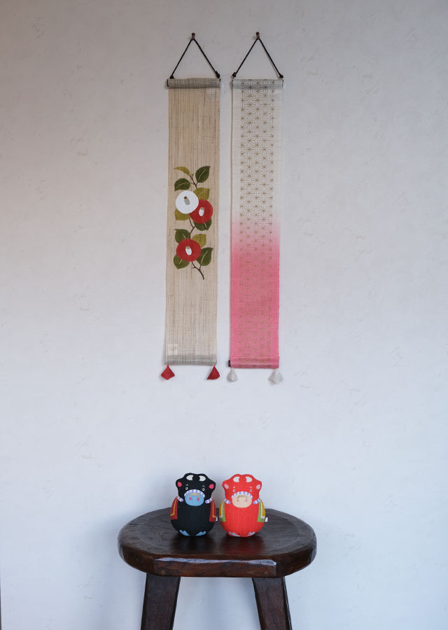 手染め麻豆タペ「麻の葉小紋 長春色」[京都洛柿庵オンラインショップ]