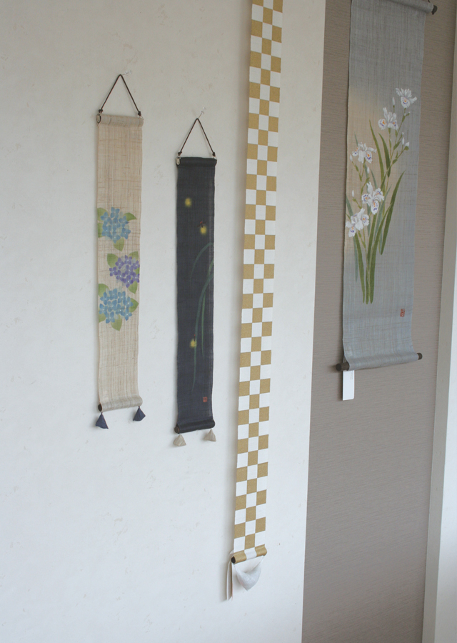 豆タペストリー「豆あじさい」