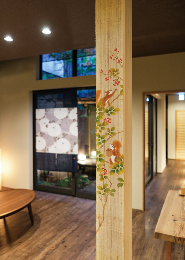 お値下げしました‼️洛柿庵　細　タペストリー　カタバミの花 手染め麻細タペストリー「カタバミの花」 [京都洛柿庵オンライン