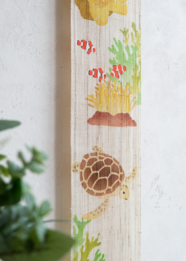 クジラとサンゴの刺繍タペストリー クジラとサンゴの刺繍タペストリー