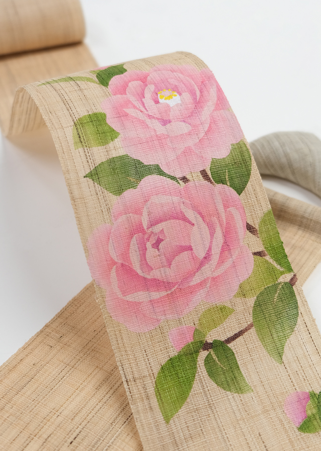 手染め麻細タペ「乙女椿」 [京都洛柿庵オンラインショップ]