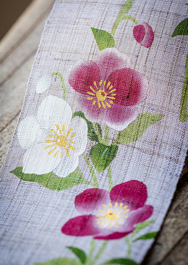 手染め麻細タペ「クリスマスローズ」 [京都洛柿庵オンラインショップ]