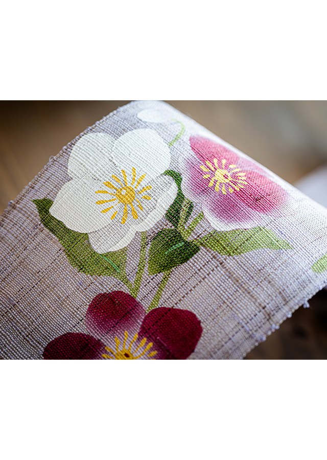 手染め麻細タペ「クリスマスローズ」 [京都洛柿庵オンラインショップ]