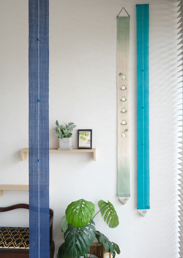 手染め麻細タペ150cm「福を六かえる（150）」[京都洛柿庵オンライン