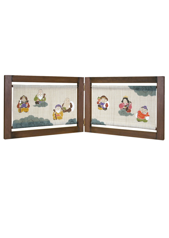 手染め麻ミニ衝立 「七福神」 [京都洛柿庵オンラインショップ]