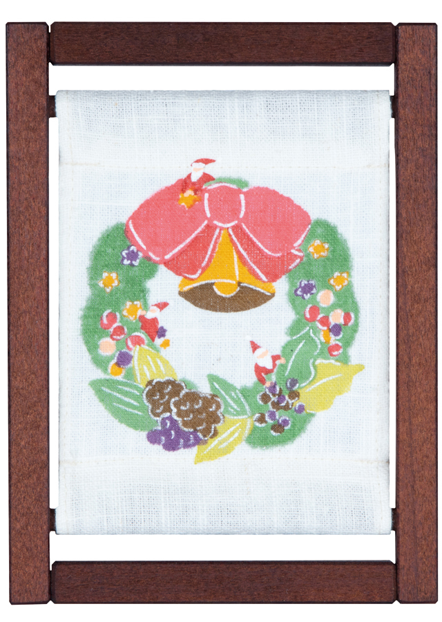 手染め麻ミニ木枠タペストリー クリスマスリース 京都洛柿庵オンラインショップ