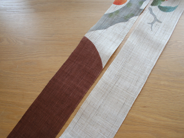 細タペストリー「柿にめじろ」