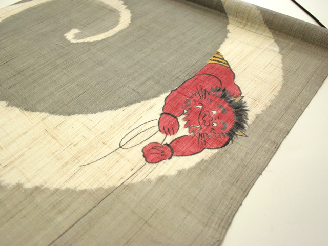 手染め麻タペストリー「雷の太鼓釣り」[京都洛柿庵オンラインショップ]