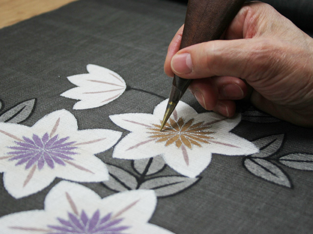 手描きタペストリー「白鉄線　軸」