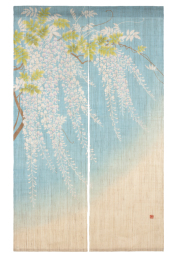 新品・未使用 ※ 京都洛柿庵・ろうけつ染めのれん・廃盤『わたぼうし』※ 新品・未使用 ※ 京都洛柿庵・ろうけつ染めのれん・廃盤『わたぼうし